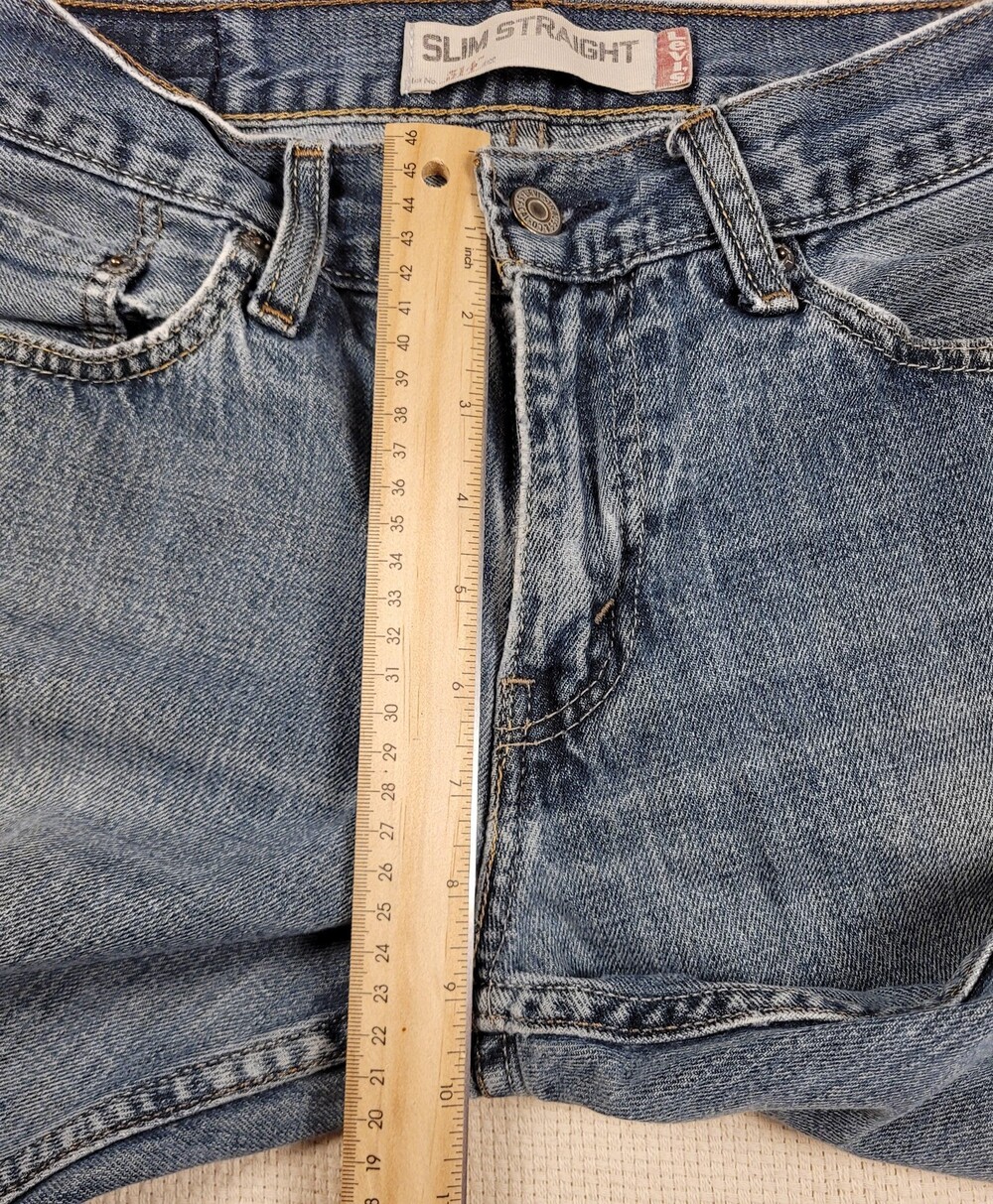 Levis 514 Jeans Mens 32x30 Blue Slim Straight Leg Medium Wash Distressed Denim - Picture 12 of 16